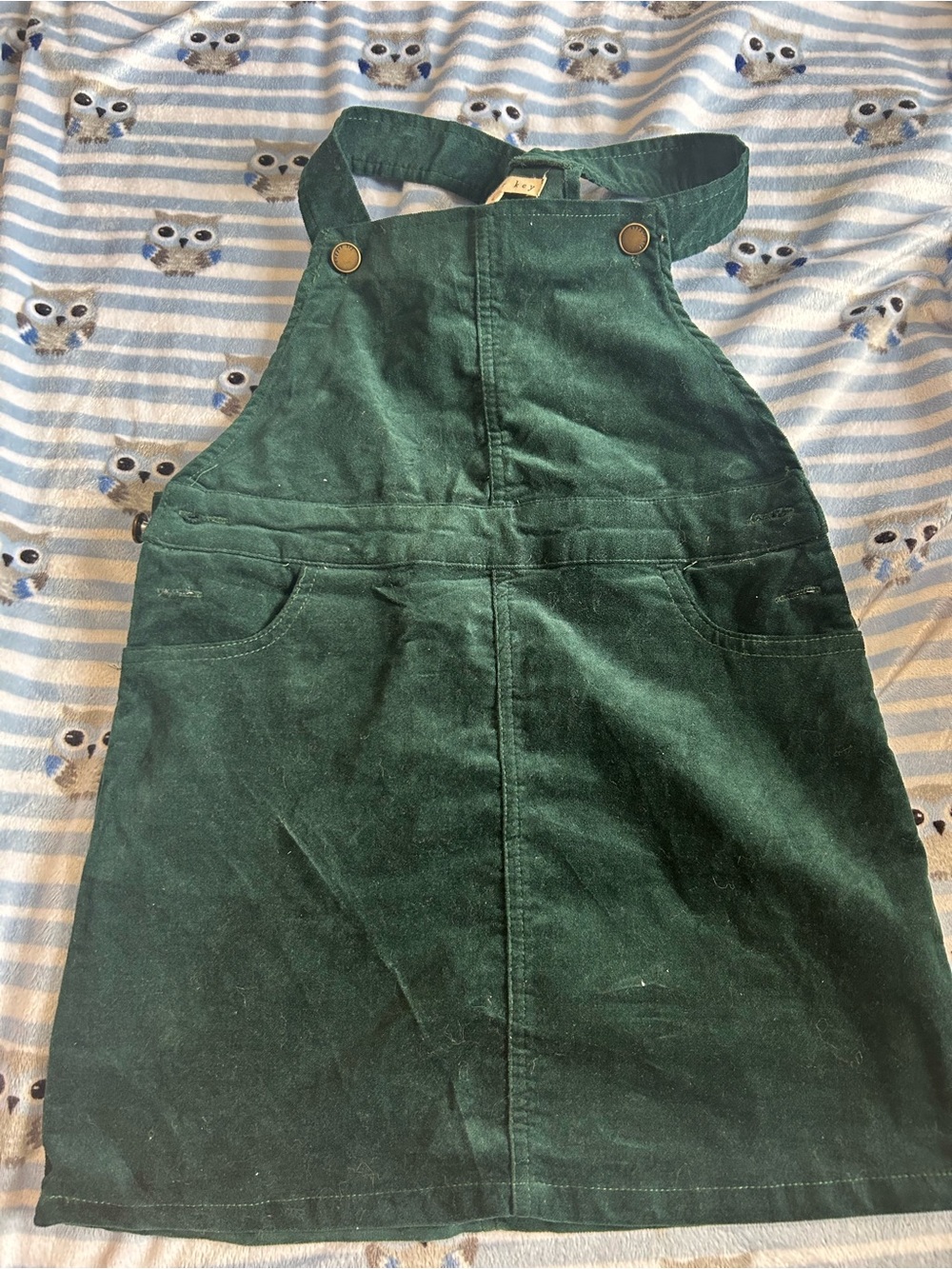 Copper Key Dark Green Corduroy Pinafore Dress for Kids